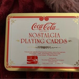 Coca Cola Nostalgia Playing Cards & Tin - Red and Gold